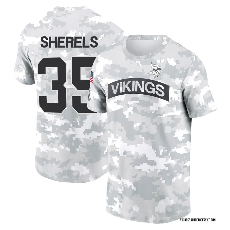Youth Marcus Sherels Minnesota Vikings Camo Arctic 2024 Salute to Service Performance T-Shirt