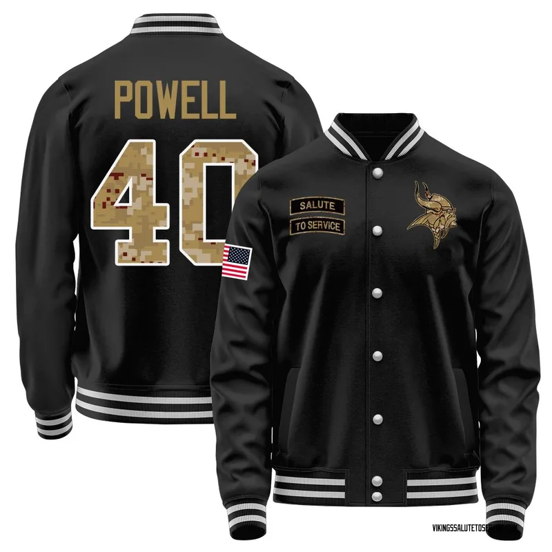 Youth Mishael Powell Minnesota Vikings Black Salute to Service Sideline Performance Jacket