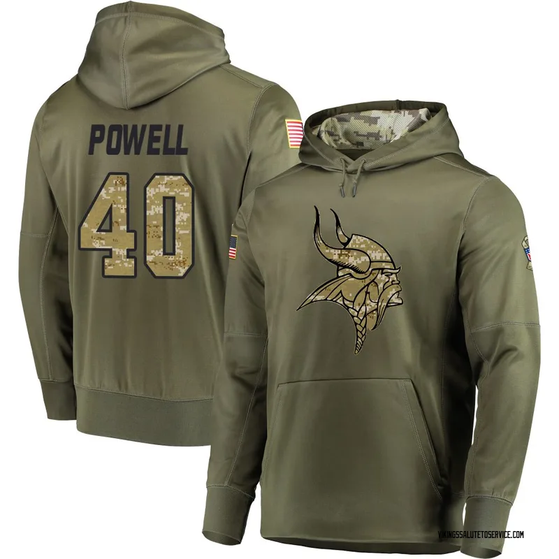 Youth Mishael Powell Minnesota Vikings Olive Salute to Service Pullover Hoodie