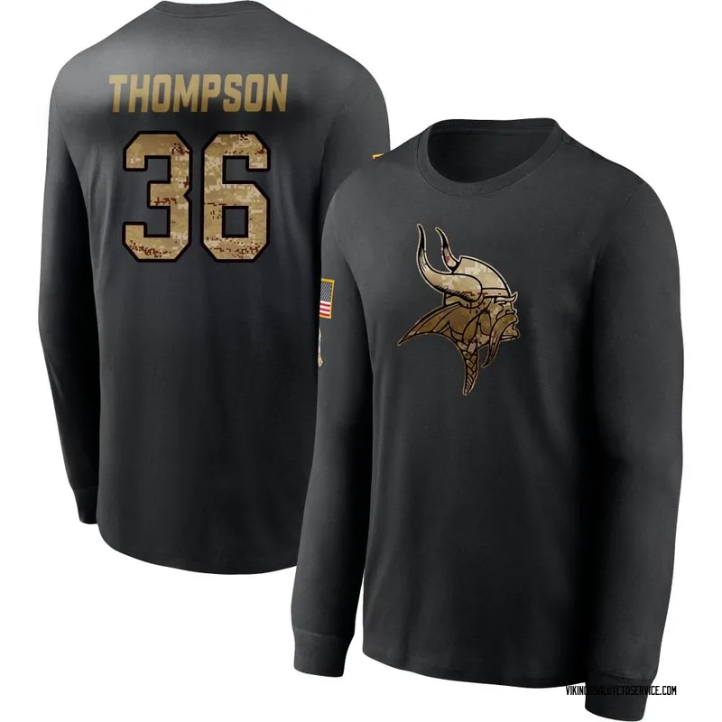 Youth NaJee Thompson Minnesota Vikings Black 2020 Salute To Service Sideline Performance Long Sleeve T-Shirt