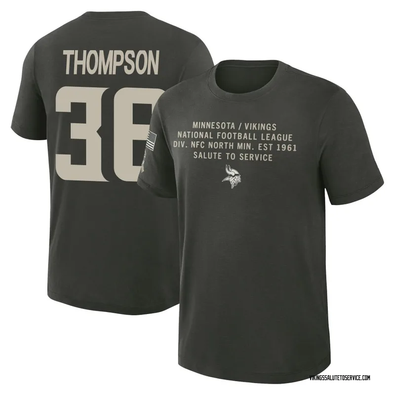 Youth NaJee Thompson Minnesota Vikings Green Dark/ 2025 Salute to Service Sideline Slub T-Shirt
