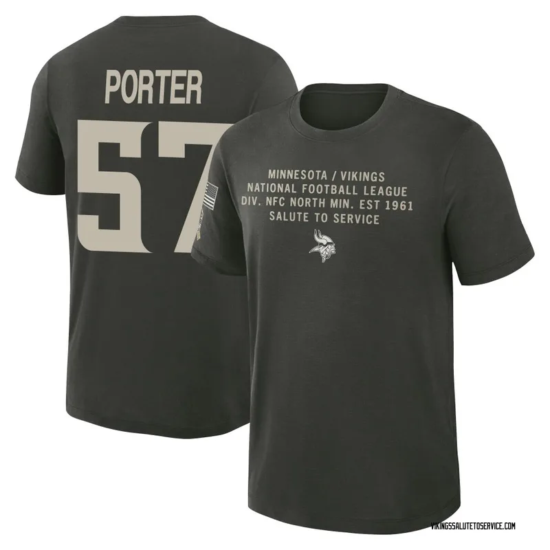 Youth Owen Porter Minnesota Vikings Green Dark/ 2025 Salute to Service Sideline Slub T-Shirt
