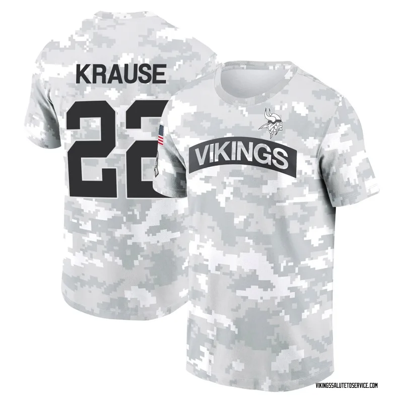 Youth Paul Krause Minnesota Vikings Camo Arctic 2024 Salute to Service Performance T-Shirt