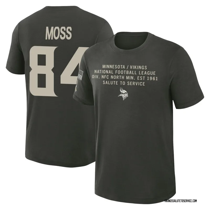 Youth Randy Moss Minnesota Vikings Green Dark/ 2025 Salute to Service Sideline Slub T-Shirt