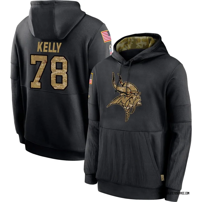 Youth Ryan Kelly Minnesota Vikings Black 2020 Salute to Service Sideline Performance Pullover Hoodie