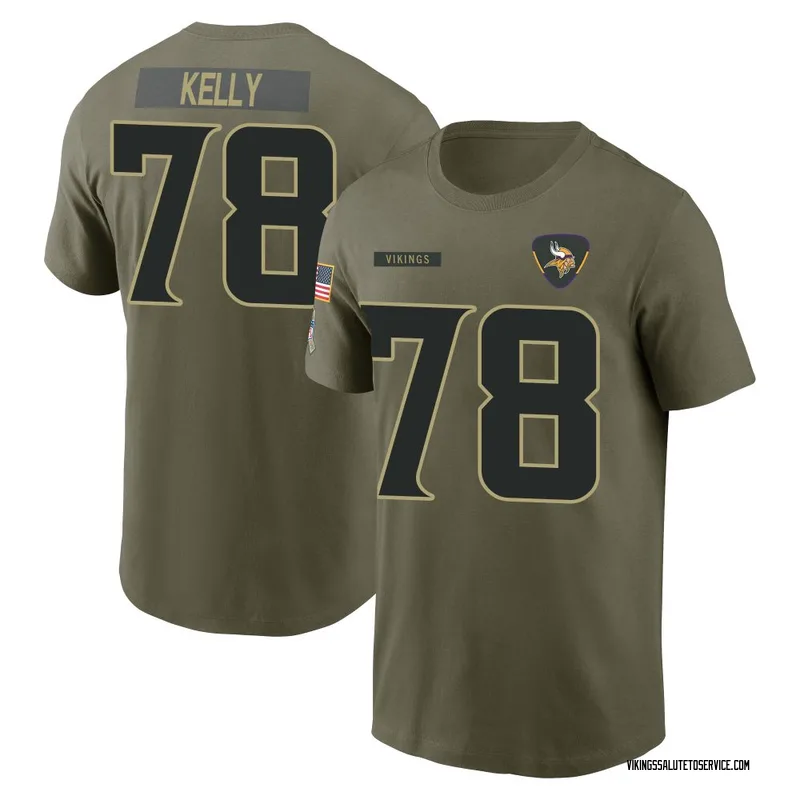 Youth Ryan Kelly Minnesota Vikings Olive 2025 Salute to Service Name & Number T-Shirt