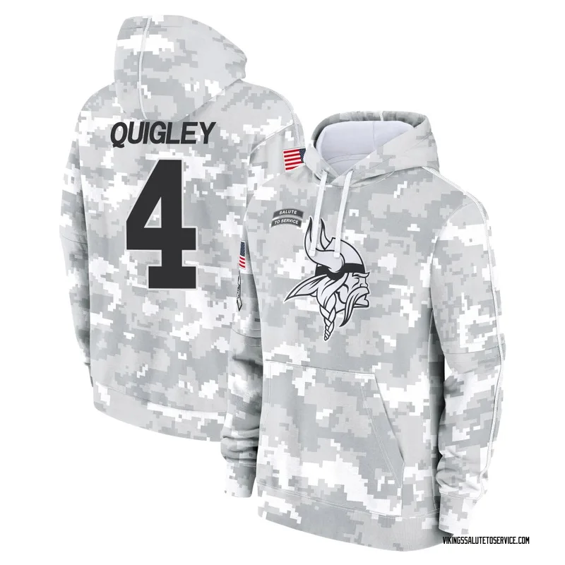 Youth Ryan Quigley Minnesota Vikings Camo Arctic 2024 Salute to Service Club Fleece Pullover Hoodie