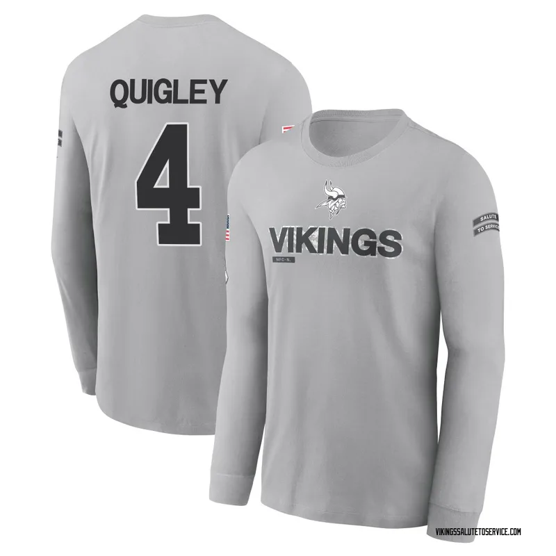 Youth Ryan Quigley Minnesota Vikings Gray 2024 Salute to Service Long Sleeve T-Shirt