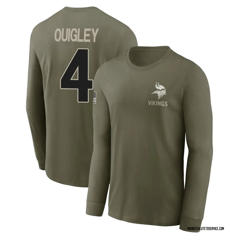 Youth Ryan Quigley Minnesota Vikings Olive 2025 Salute to Service Sideline Long Sleeve T-Shirt
