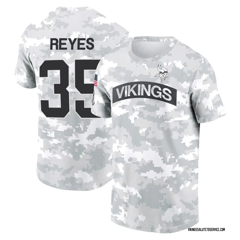 Youth Sammis Reyes Minnesota Vikings Camo Arctic 2024 Salute to Service Performance T-Shirt