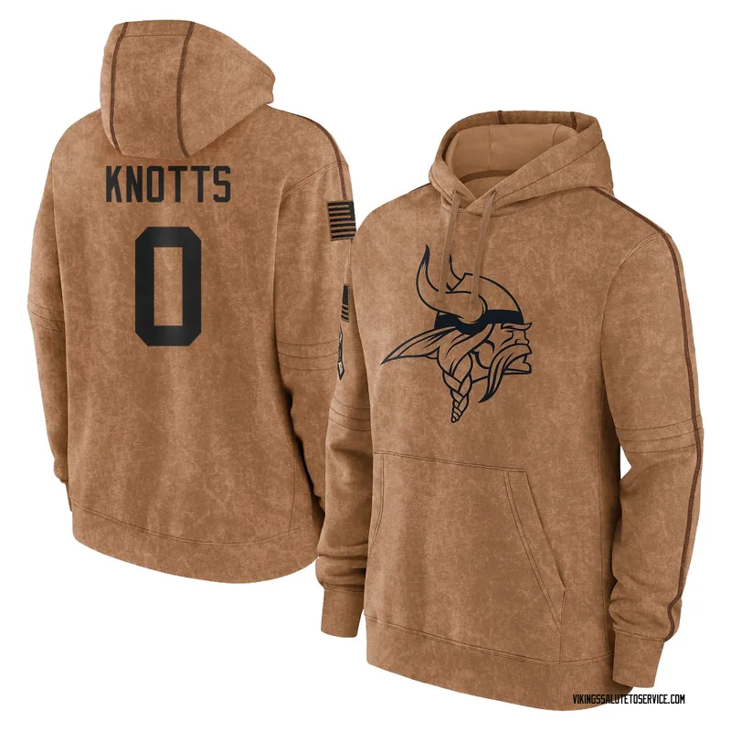 Youth Shaleak Knotts Minnesota Vikings Brown 2023 Salute To Service Club Pullover Hoodie