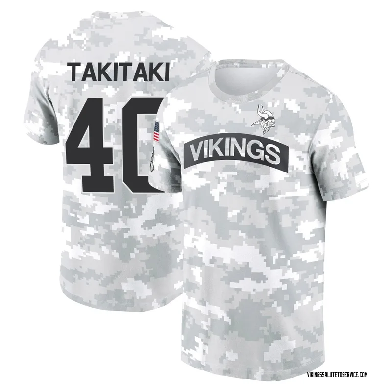 Youth Sione Takitaki Minnesota Vikings Camo Arctic 2024 Salute to Service Performance T-Shirt