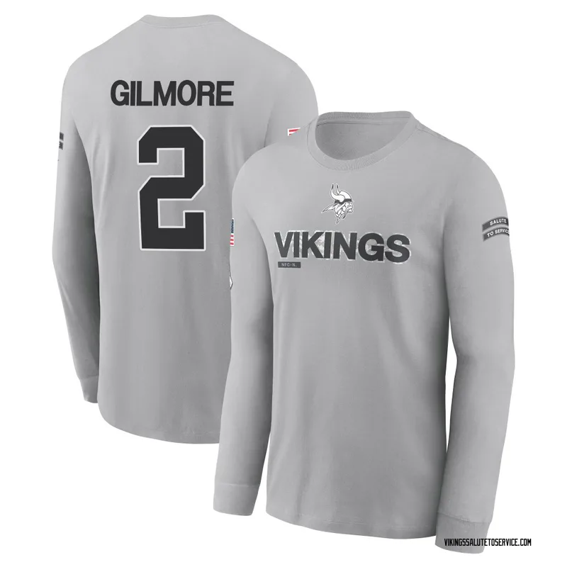 Youth Stephon Gilmore Minnesota Vikings Gray 2024 Salute to Service Long Sleeve T-Shirt