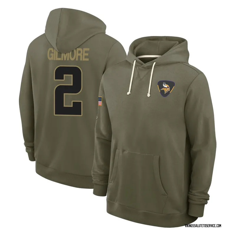 Youth Stephon Gilmore Minnesota Vikings Olive 2025 Salute to Service Hoodie