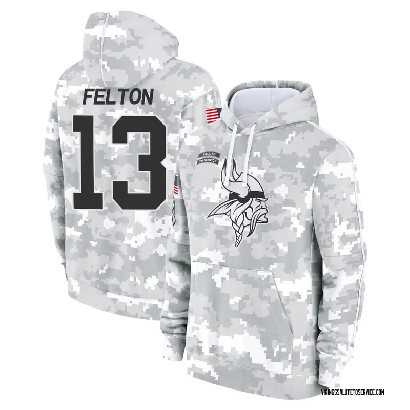 Youth Tai Felton Minnesota Vikings Camo Arctic 2024 Salute to Service Club Fleece Pullover Hoodie