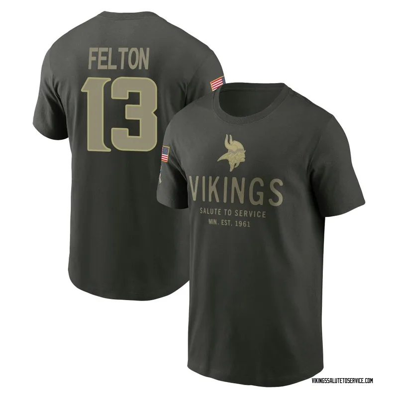 Youth Tai Felton Minnesota Vikings Green Forest/ 2025 Salute to Service Sideline Primary Edge T-Shirt