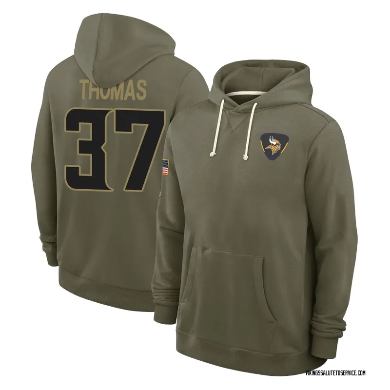 Youth Tavierre Thomas Minnesota Vikings Olive 2025 Salute to Service Hoodie