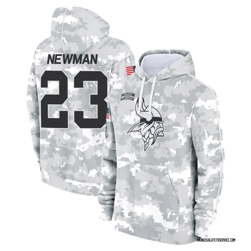 Youth Terence Newman Minnesota Vikings Camo Arctic 2024 Salute to Service Club Fleece Pullover Hoodie