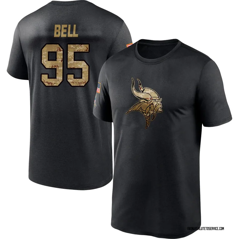 Youth Travis Bell Minnesota Vikings Black 2020 Salute To Service Performance T-Shirt