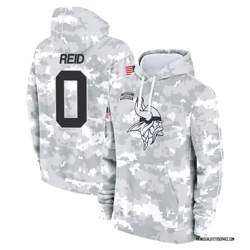 Youth Trevor Reid Minnesota Vikings Camo Arctic 2024 Salute to Service Club Fleece Pullover Hoodie