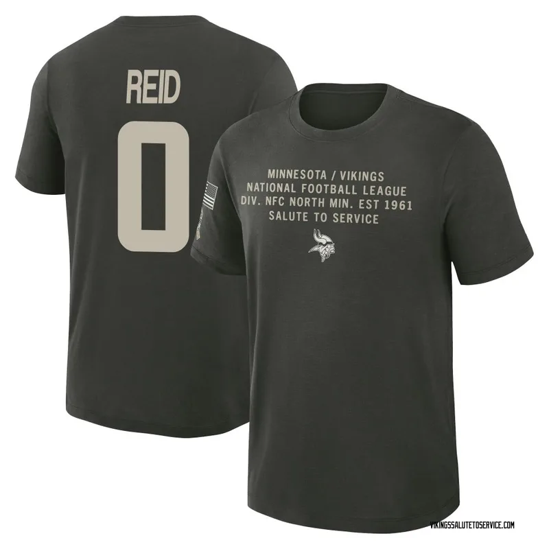 Youth Trevor Reid Minnesota Vikings Green Dark/ 2025 Salute to Service Sideline Slub T-Shirt