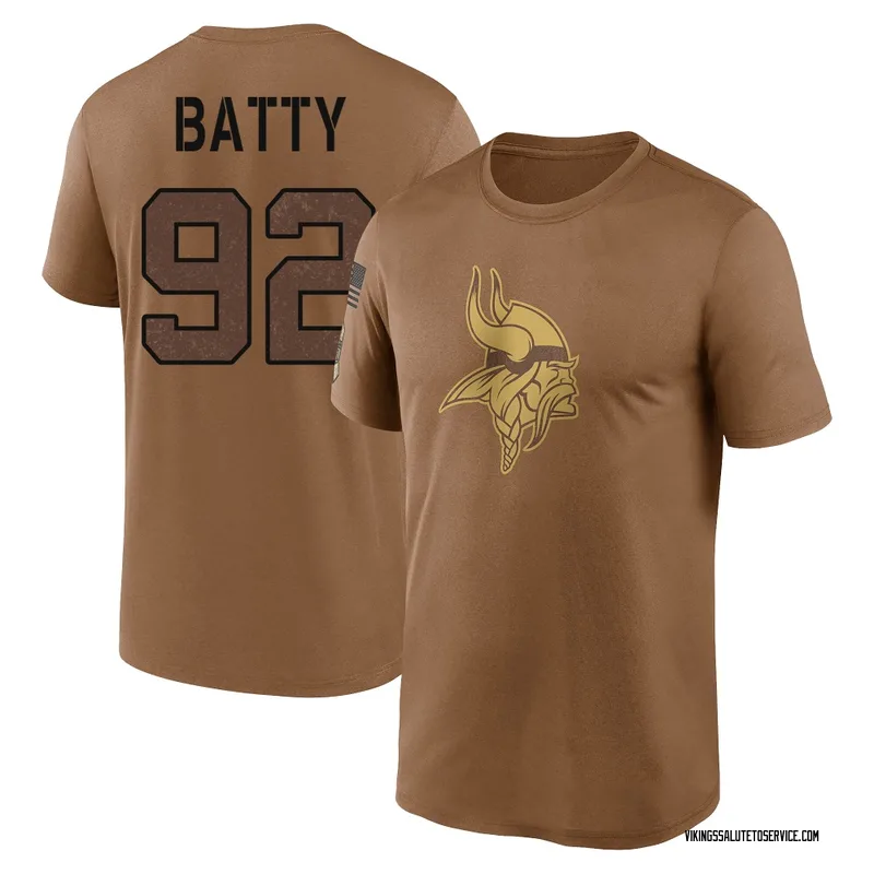 Youth Tyler Batty Minnesota Vikings Legend Brown 2023 Salute To Service Performance T-Shirt
