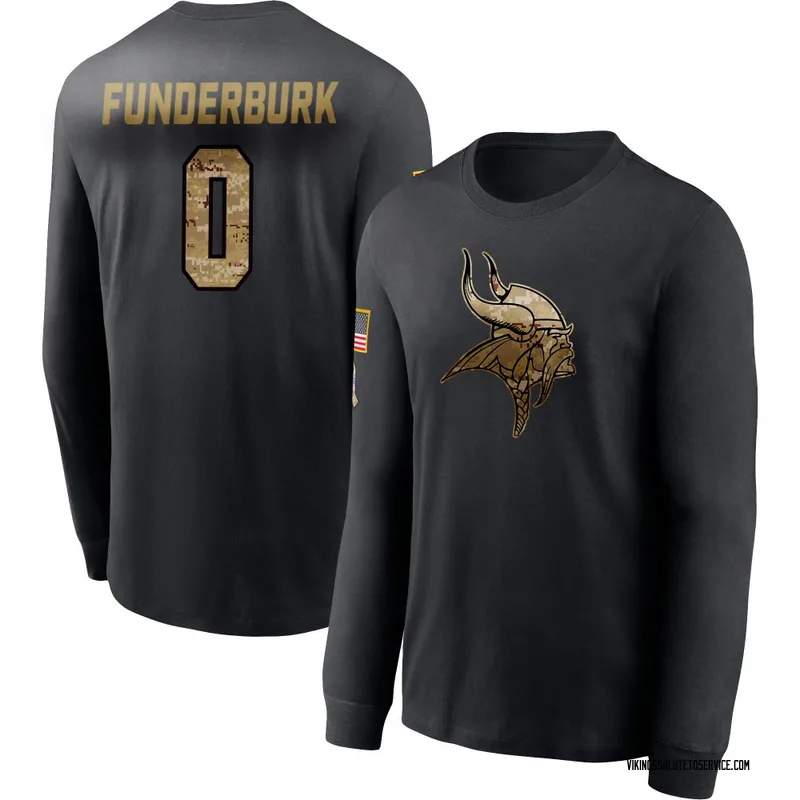 Youth Tyrek Funderburk Minnesota Vikings Black 2020 Salute To Service Sideline Performance Long Sleeve T-Shirt