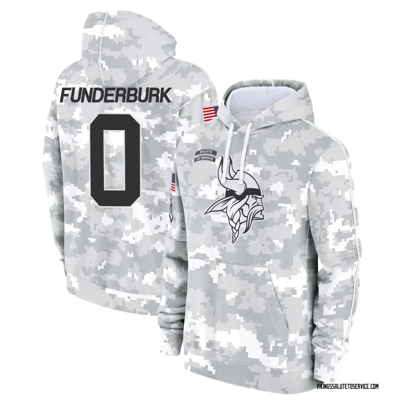 Youth Tyrek Funderburk Minnesota Vikings Camo Arctic 2024 Salute to Service Club Fleece Pullover Hoodie