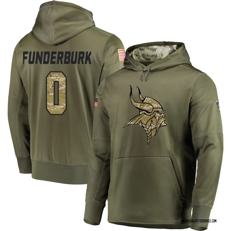 Youth Tyrek Funderburk Minnesota Vikings Olive Salute to Service Pullover Hoodie
