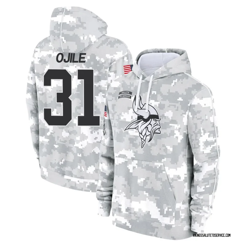 Youth Zach Ojile Minnesota Vikings Camo Arctic 2024 Salute to Service Club Fleece Pullover Hoodie