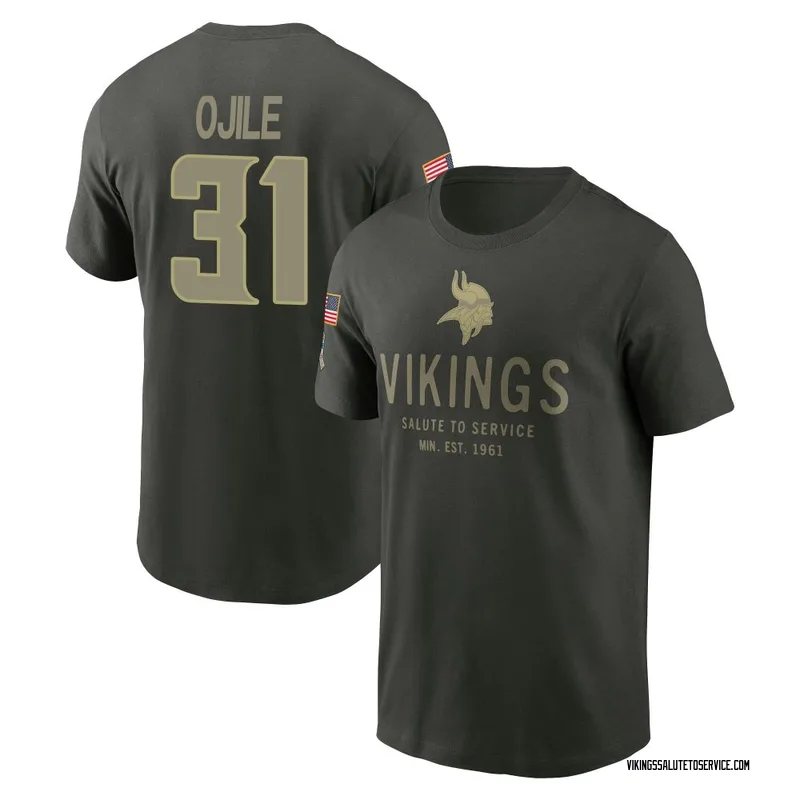 Youth Zach Ojile Minnesota Vikings Green Forest/ 2025 Salute to Service Sideline Primary Edge T-Shirt