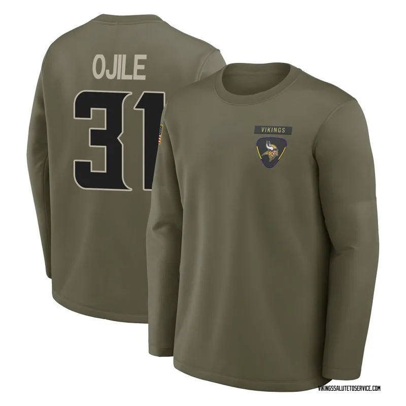 Youth Zach Ojile Minnesota Vikings Olive 2025 Salute to Service Sideline Coaches Long Sleeve T-Shirt